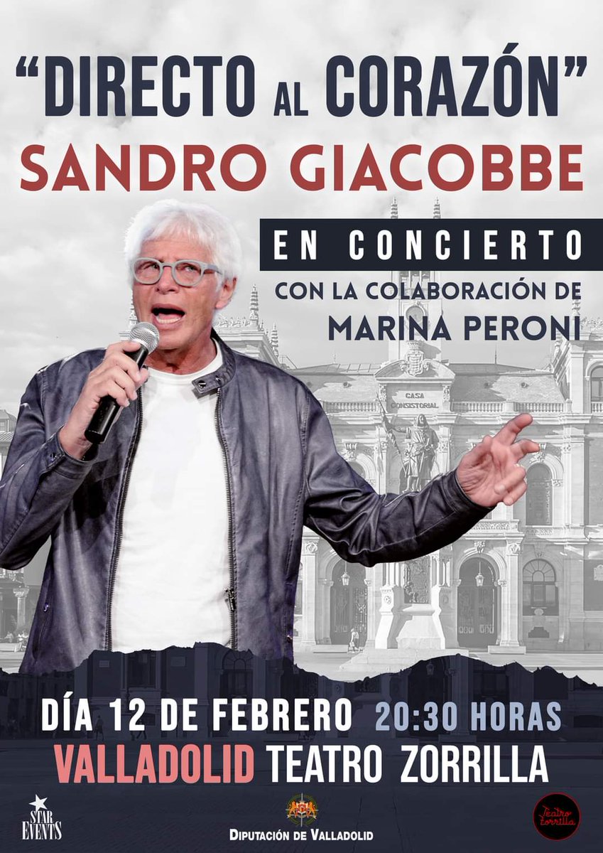 Sandro Giacobbe en concierto.
Valladolid el 12 de febrero en el <a href="/TEATROZORRILLA/">TEATRO ZORRILLA</a> 
No os quedáis sin vuestra entrada.
