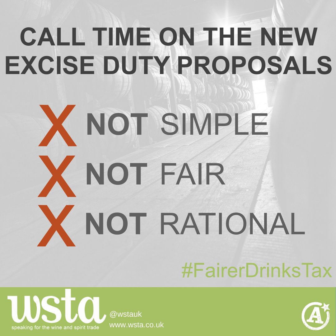 🔔 ⏰ LAST ORDERS! 🍷 🍹 🥂

Government consults on changes to way it taxes alcohol every 100 years or so. *Have your say!*

👉🏼Send a response *TODAY*
✅Copy to <a href="/wstauk/">WSTA</a> 
📨Email your MP 
🗣Tweet about it

See: wsta.co.uk/alcohol-duty-r…

<a href="/wstauk/">WSTA</a> <a href="/WineDrinkersUK/">Wine Drinkers UK</a> #FairerDrinksTax
