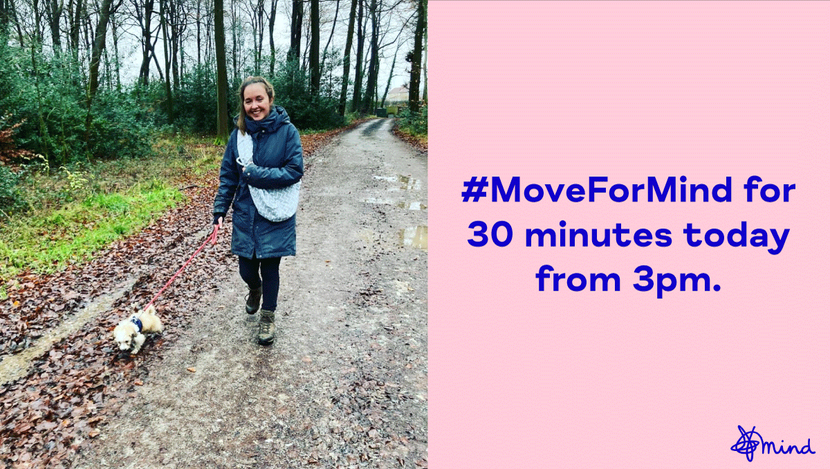 "I’m doing Move for Mind after struggling with depression following a brain injury and having to learn to walk again." – Emily

Let’s all #MoveForMind for 30 minutes today at 3pm. Then head over to Instagram and we may share your pictures on our stories. Make sure you tag us! 1/2