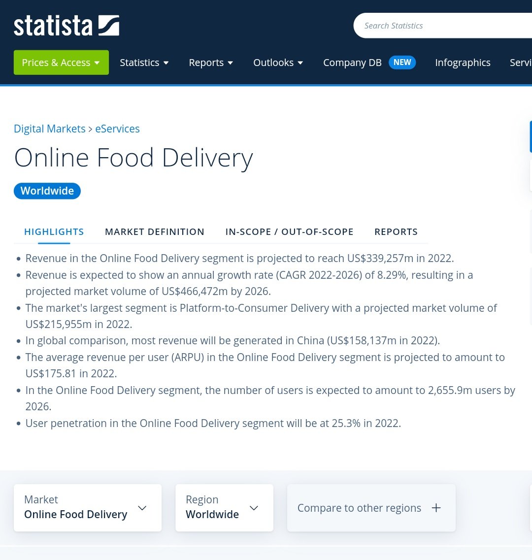 Intijasolutions's tweet image. The online food delivery market revenue is expected to reach $339b worldwide this year and $846m for Nigeria. #fooddelivery #startupidea #Nigeria #FoodForThought #Kaatane