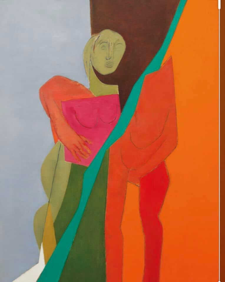 indianart101's tweet photo. Tyeb Mehta, one of the most famous post colonial Indian painters. Here are examples of his “Diagonal” series, the “Mahishasura” series and his most famous triptych painting “Celebration “ https://t.co/UfavA88E4j