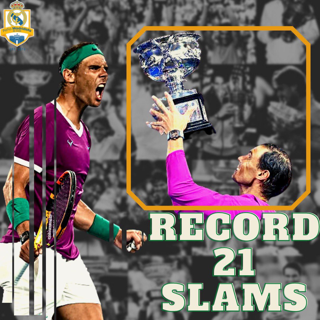 MadridistasPune's tweet photo. El Matador de Mallorca!

Our honorary member and one of the greatest, @RafaelNadal wins his 21st Grand Slam with a victory over Daniel Medvedev in the final of Australian Open.

#VamosRafa #AustrailianOpen #2022 #Champion #21 #championships #Madridista #GlobalMadridista https://t.co/OZMu20KeWS
