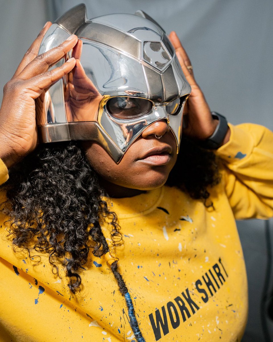 DCEUTSS's tweet photo. @thedanieb with the helmet of #Peacemaker https://t.co/vyX1gRvEyv