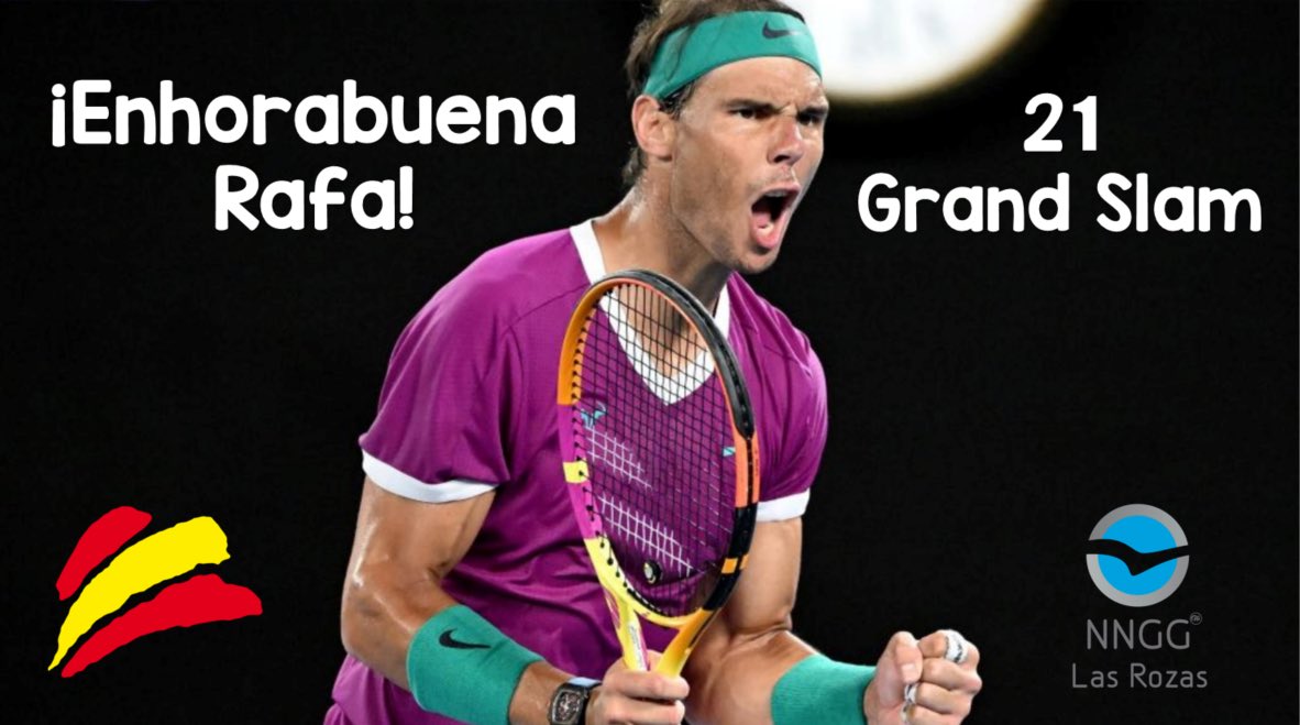 nngg_lasrozas's tweet photo. ¡¡Enhorabuena Rafa!! 🎾

#21GrandSlam #GrandeRafa #AustraliaOpen2022 https://t.co/GDu3xhWvLk