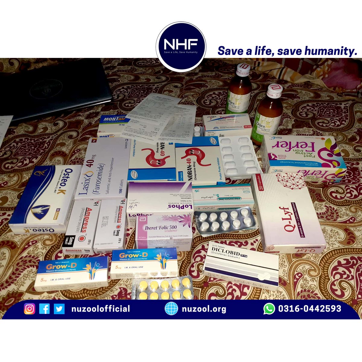 nuzool_fdn's tweet photo. Alhamdulillah❤️ With your support NHF has provided monthly medications to three needy patients in Lahore.
If you want to be the part of this noble cause with us, visit our account details and start donating us today!
#nuzool #nhf #nuzoolhealthfoundation
#savealifesavehumanity https://t.co/Xtyl77EyIX