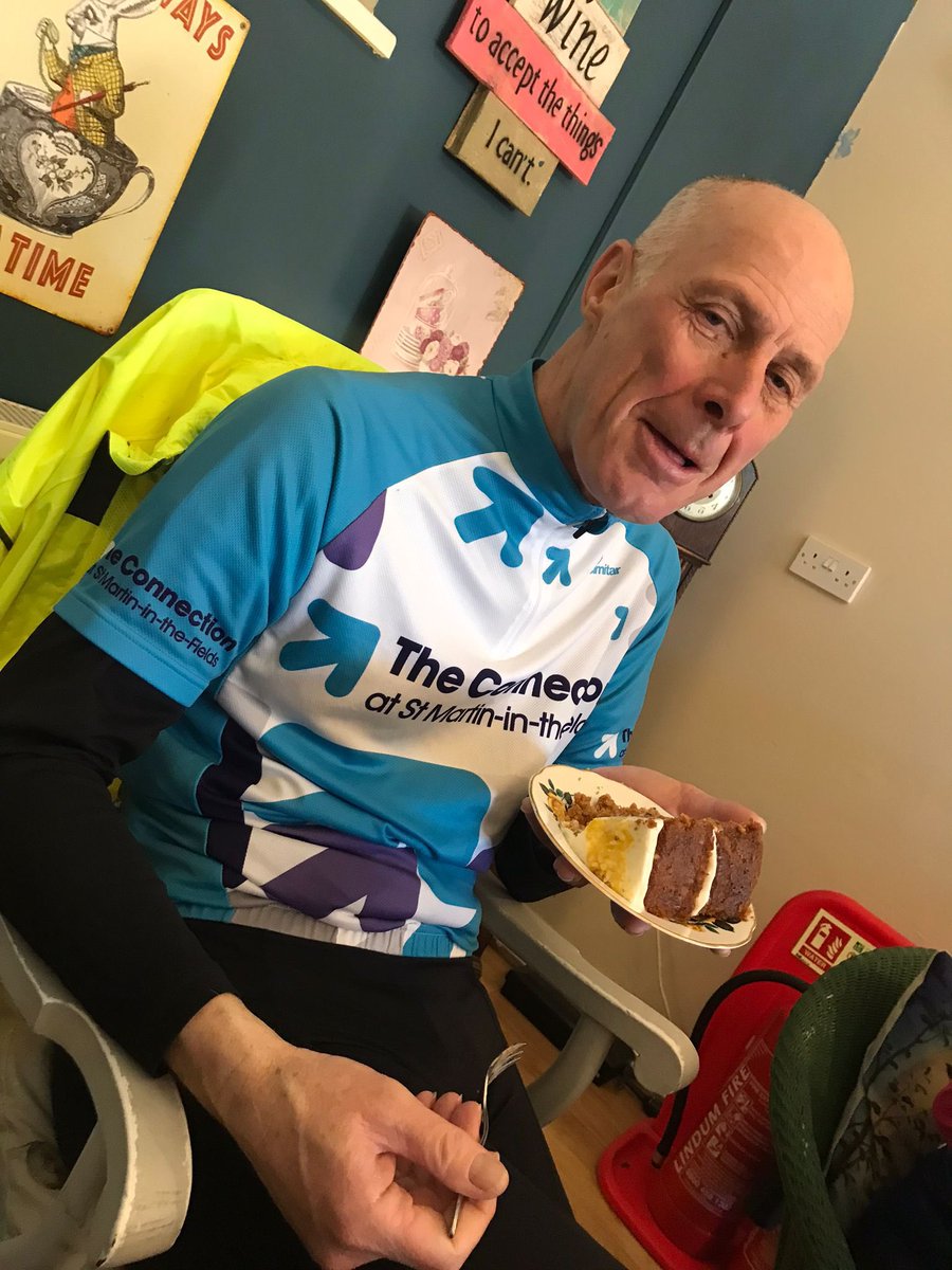 The best part of any bike ride must be the cake. I’m sure <a href="/KeithBusfield1/">Keith Busfield</a> will agree 😂😂 Time to get booking for this year’s Queen Eleanor Cycle Ride in aid of the homeless. friendsoftheconnection.org.uk/upcoming-event…