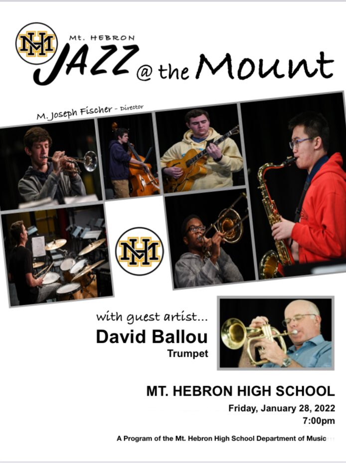 FischerLibrary's tweet image. Mt. Hebron Jazz concert was snowed out but has been rescheduled for Monday, January 31st at 7pm. Be there! @MountHebronBand @_HebronSports @hcpss_mhhs @MHHSMedia @hcpss_pms