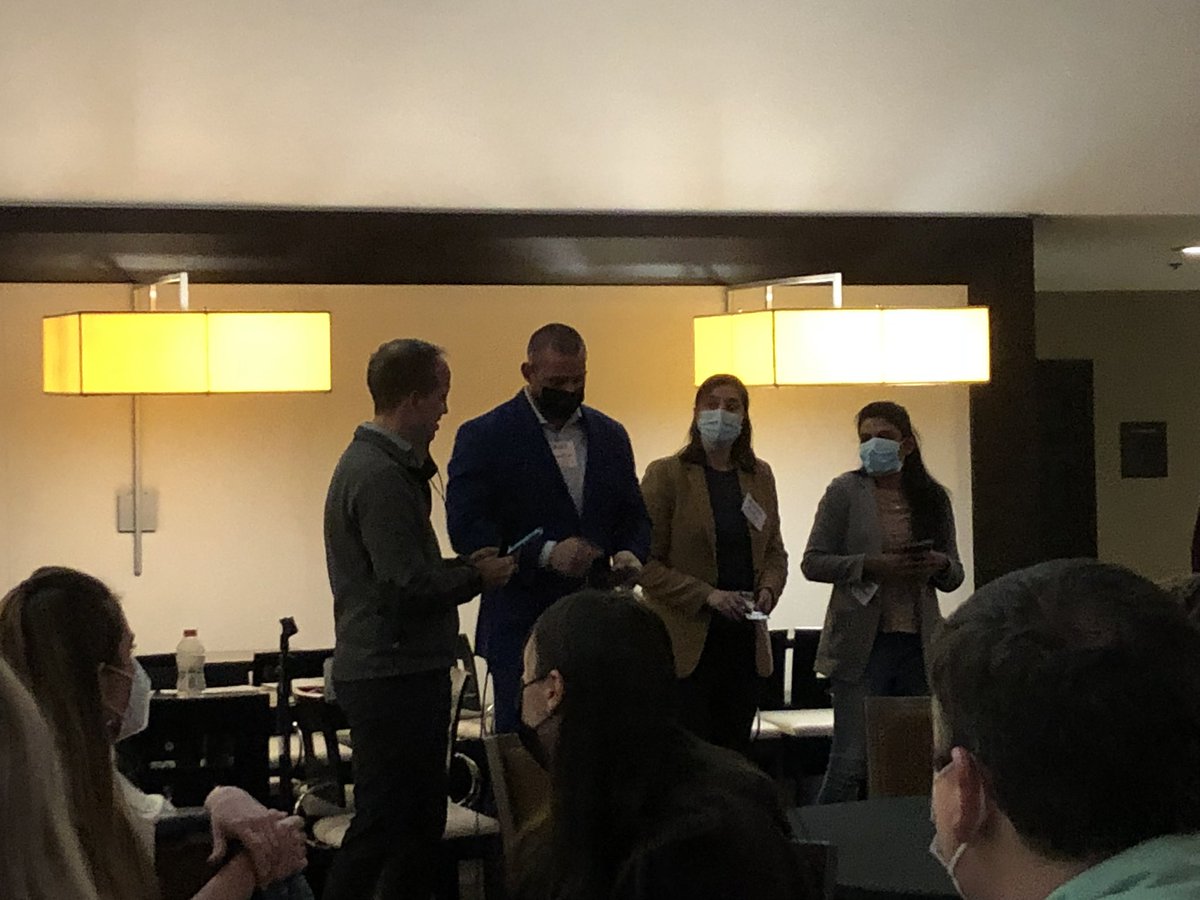 KohliLab's tweet photo. We had a great time at the Deaminet 2022 conference on #BaseEditing & #Enzymes. Proud of our amazing undergraduate researcher, Aleksia, who won the 2nd place poster award for her poster on A3A #deamination of #cytosine in #RNA! Congrats, Aleksia 🥳 https://t.co/jxEwa4bQHu