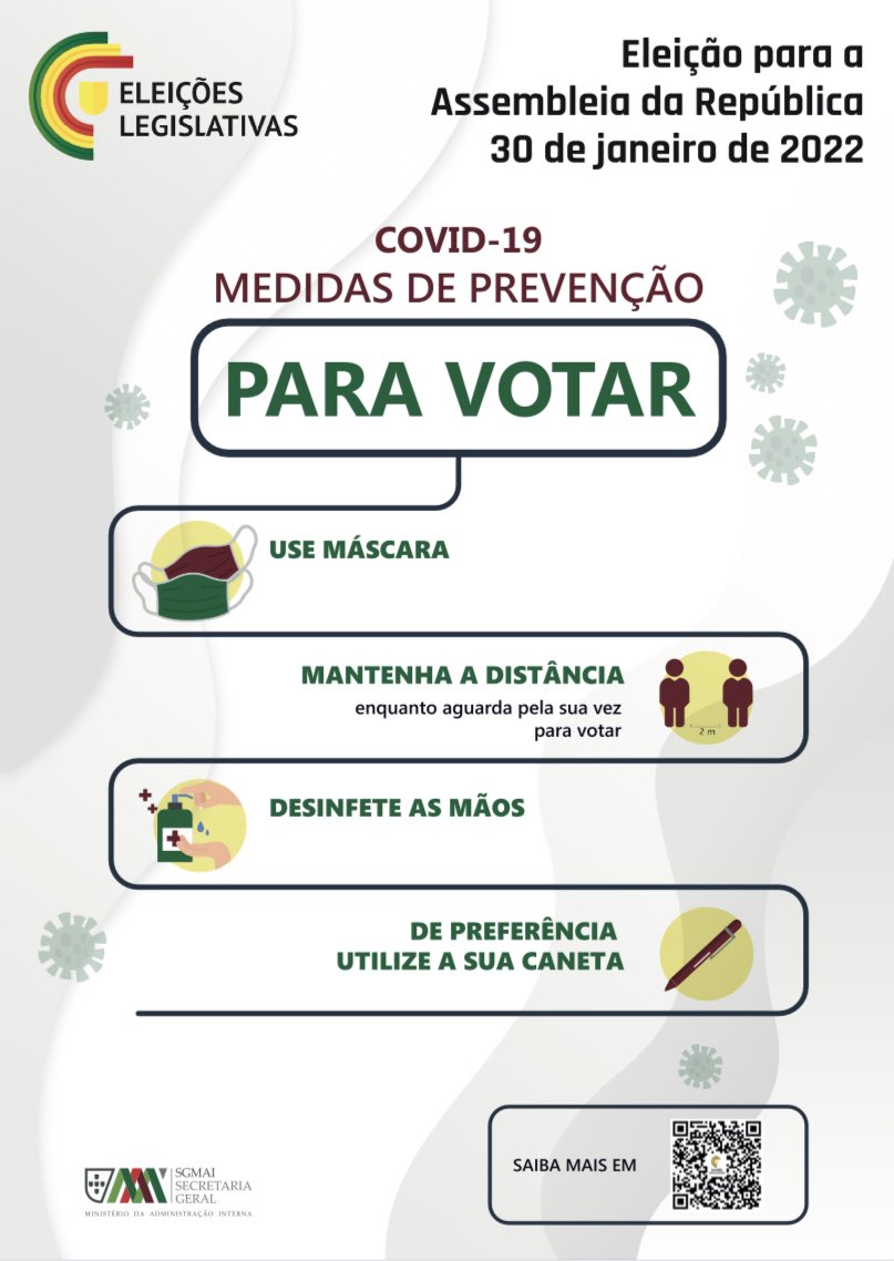 Votem em segurança! 🗳

#euvoto #legislativas2022 #politicaparatodos

Saber mais em sg.mai.gov.pt/AdministracaoE…