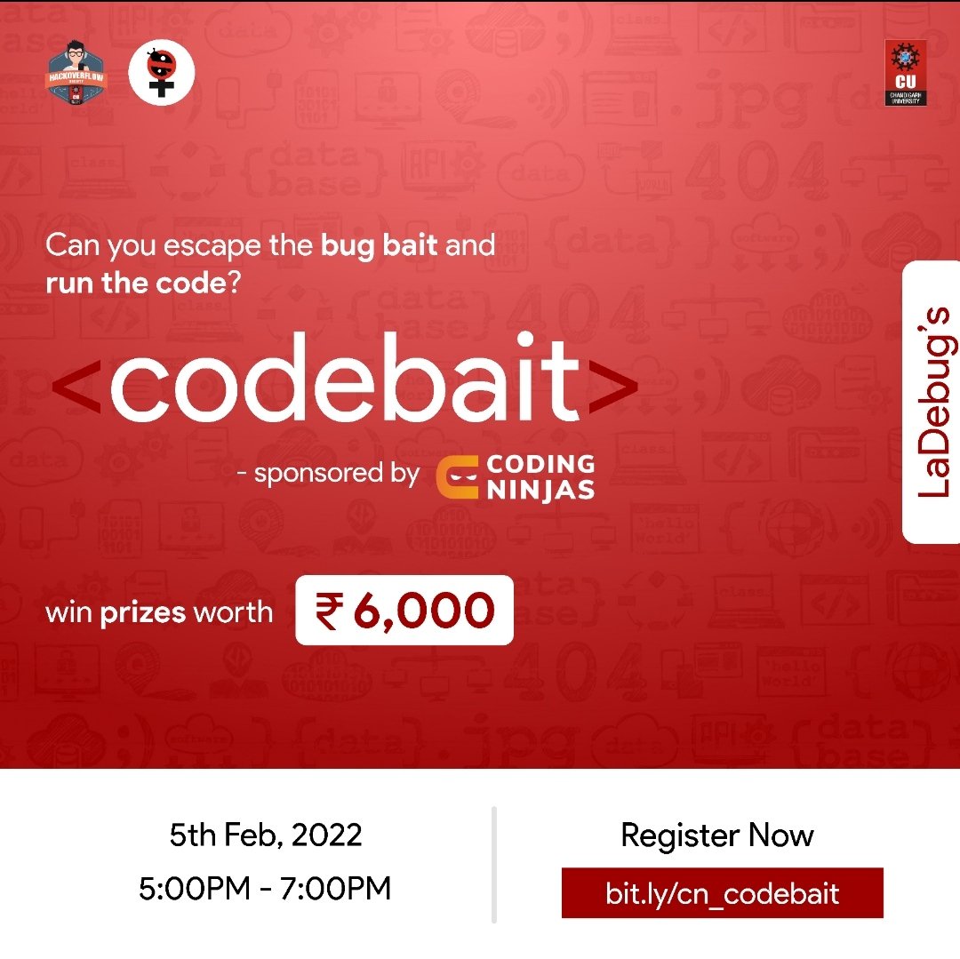 Hackoverflow3's tweet photo. With Hash Code in its final leg,😬 let's get our hands on some debugging with LaDebug.✨ Will you see through the *Code Bait* or fall for it?👀

Register and get a chance to win amazing prizes🤩 as you hunt for the bugs!

https://t.co/ktgN6aNcgy

#code #codinglife #tech #contest https://t.co/skd0fa4JBY