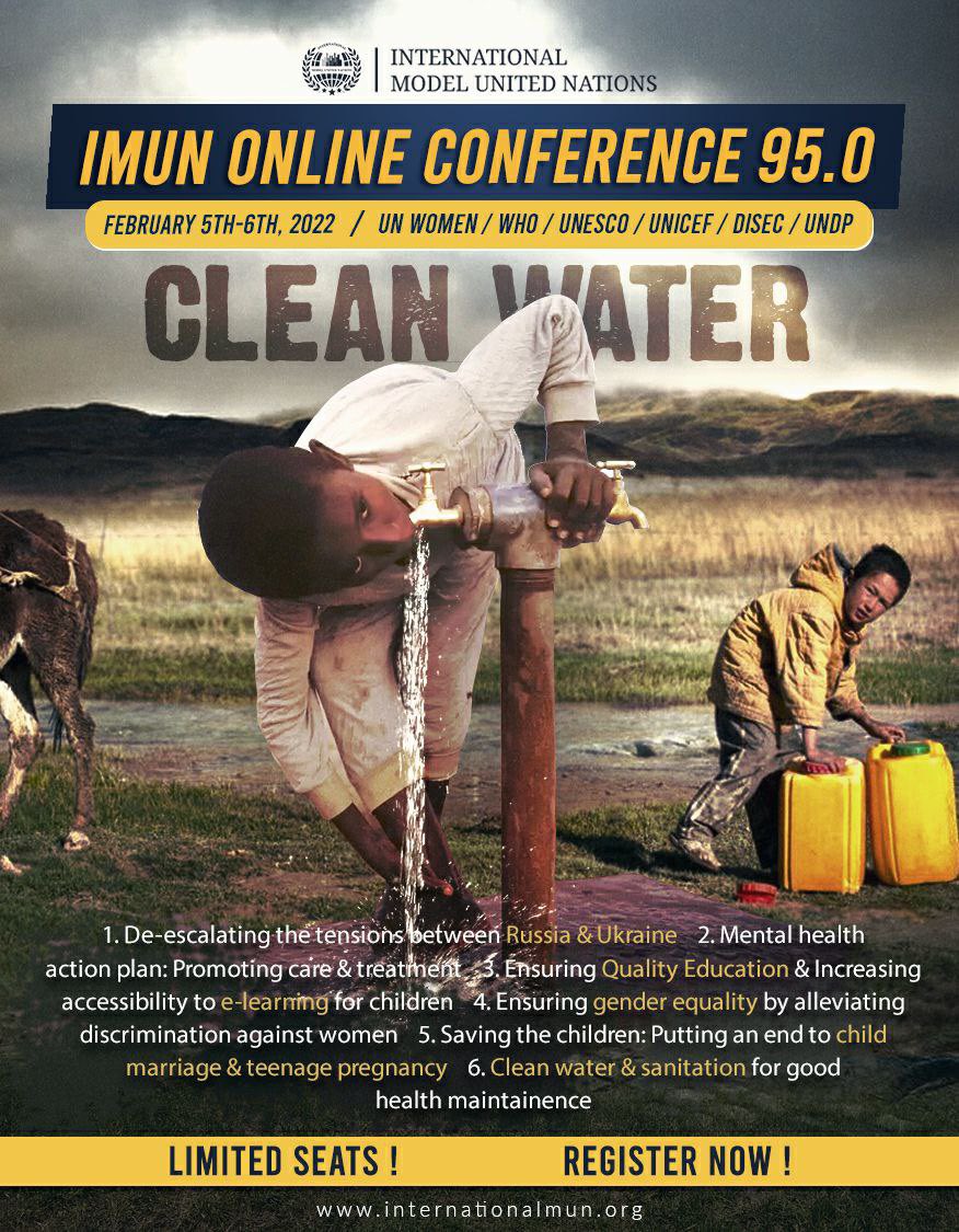 ParikhHeer's tweet photo. Every year millions of people, most of them children, die from diseases associated with inadequate water supply, sanitation, and hygiene 😓 IMUN Online Conference 95.0 seeks steps to achieve universal access to safe drinking water and adequate sanitation and hygiene to all 💧 https://t.co/piRn2JQm2J