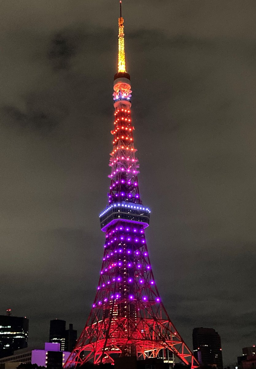 #TokyoTower is shining in the symbolic colors of #neglectedtropicaldiseases (#NTDs).
Together with Tokyo Tower, 100+ landmarks &amp; monuments around the world will be lit up in orange and purple. 
Let’s keep our hard work to #beatNTDs.

#WorldNTDday