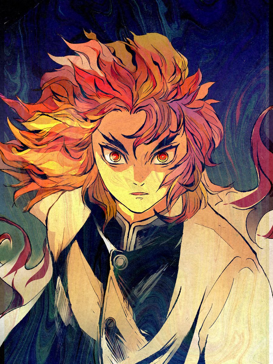 rengoku kyoujurou 1boy male focus solo demon slayer uniform forked eyebrows red hair looking at viewer  illustration images