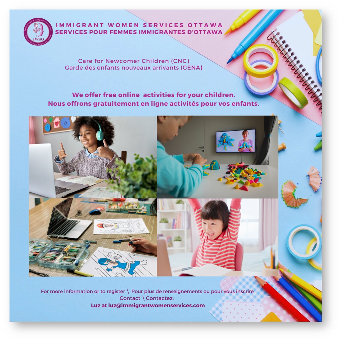 Care for Newcomer Children program (CNC) has free online programs for your children.  Register now with Luz.
#ottnews #ottcity #YouAreNotAlone#WeAreHereForYou
#Newcomer #Withrefugees