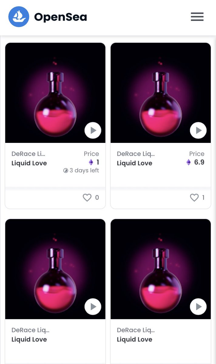 🧬- #DeRace Liquid Love Floor - 🧬 

Floor: 1ETH
Listed: 2 Only

Want to breed the first GEN1 horses?

You’ll need some of this. Wave-1 has been dropped and many more to come. 

<a href="/2xCards/">Cards | DERCArmy | Equinox Racing Club</a> - 6.9ETH (Behave Baby!)

#MetaSport_Of_Kings <a href="/DeRaceNFT/">zkRace</a> 
#DERCArmy_Racing_Teams #NFT