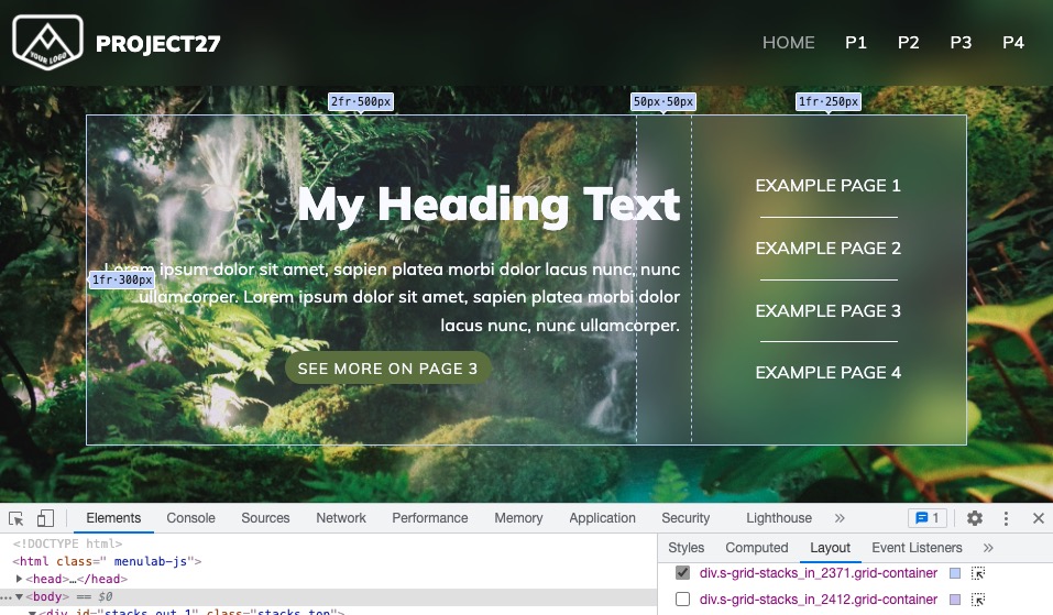 webdeersign's tweet photo. Using #googlechrome tools to examine the #cssgrid layouts to checkout the overlapping, underlapping, blur &amp; frost layouts in #RapidWeaver #Stacks #shakingthehabitual  SOURCE Project27 at https://t.co/79KI2iKvNt is a great visual way to understand how simple Grids can be https://t.co/TfQVFFTCxv