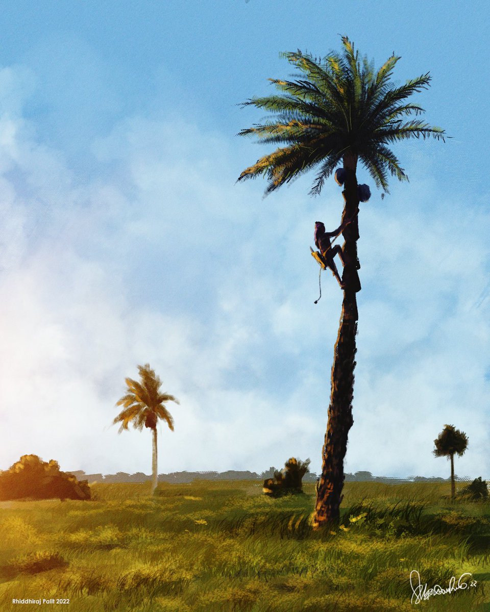 RhiddhirajPalit's tweet photo. Tried a different art style! 😶 (2/2)
#শীতকাল #landscape #drawing #practice #photoshop #bengal #datetrees🌴🌴🌴 #khejur #khejurgur #artwork #painterly #winter #morning https://t.co/jvmpjDkI2r
