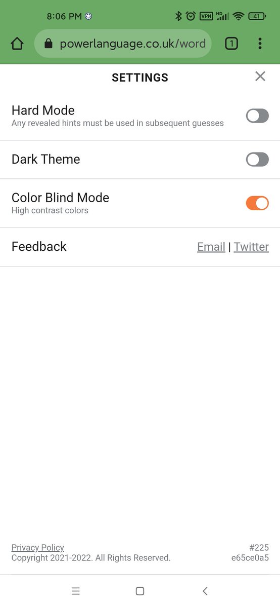 Wordle has a colorblind mode! This is a game-changer!

#inclusion