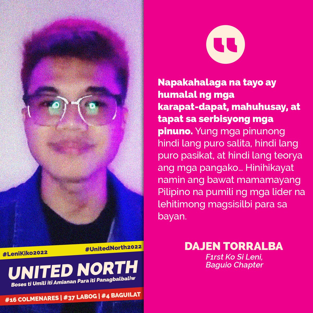 📍BAGUIO| Dajen Torralba (F1rst Ko Si Leni, Baguio Chapter)

#UnitedNorth2022
#LeniKiko2022
#16NeriColmenares
#37BongLabog
#TeddyBaguilat