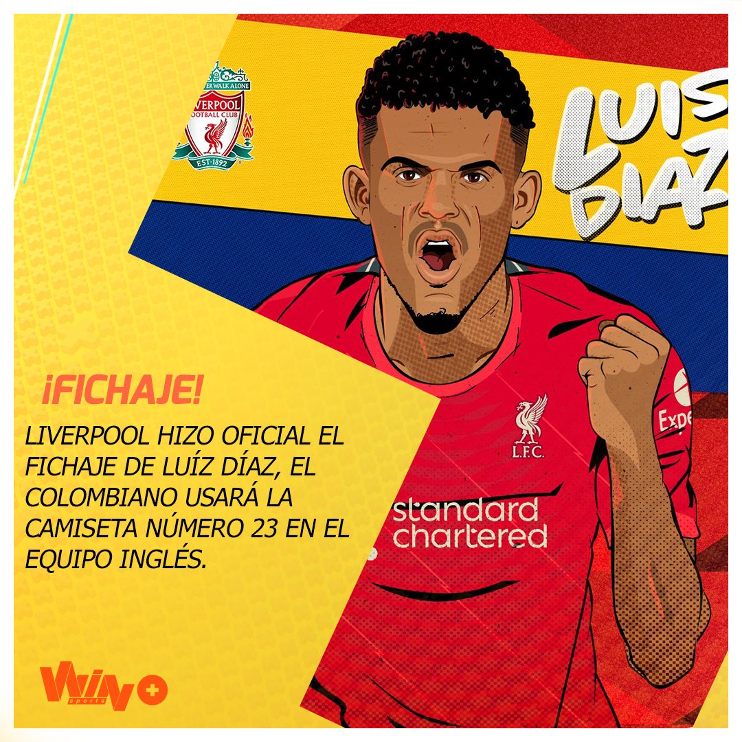 WinSportsTV's tweet photo. ¡OFICIAL! ⚠

¡Luis Díaz llega a Liverpool procedente de Porto! ¡Exitos en esta nueva etapa en la Premier League! https://t.co/jyn60A1BIE