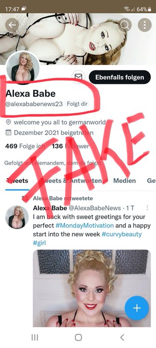 Attention…….. FAKE Account ….. Ich habe nur einen Account https://t.co/ErHi4JOEME