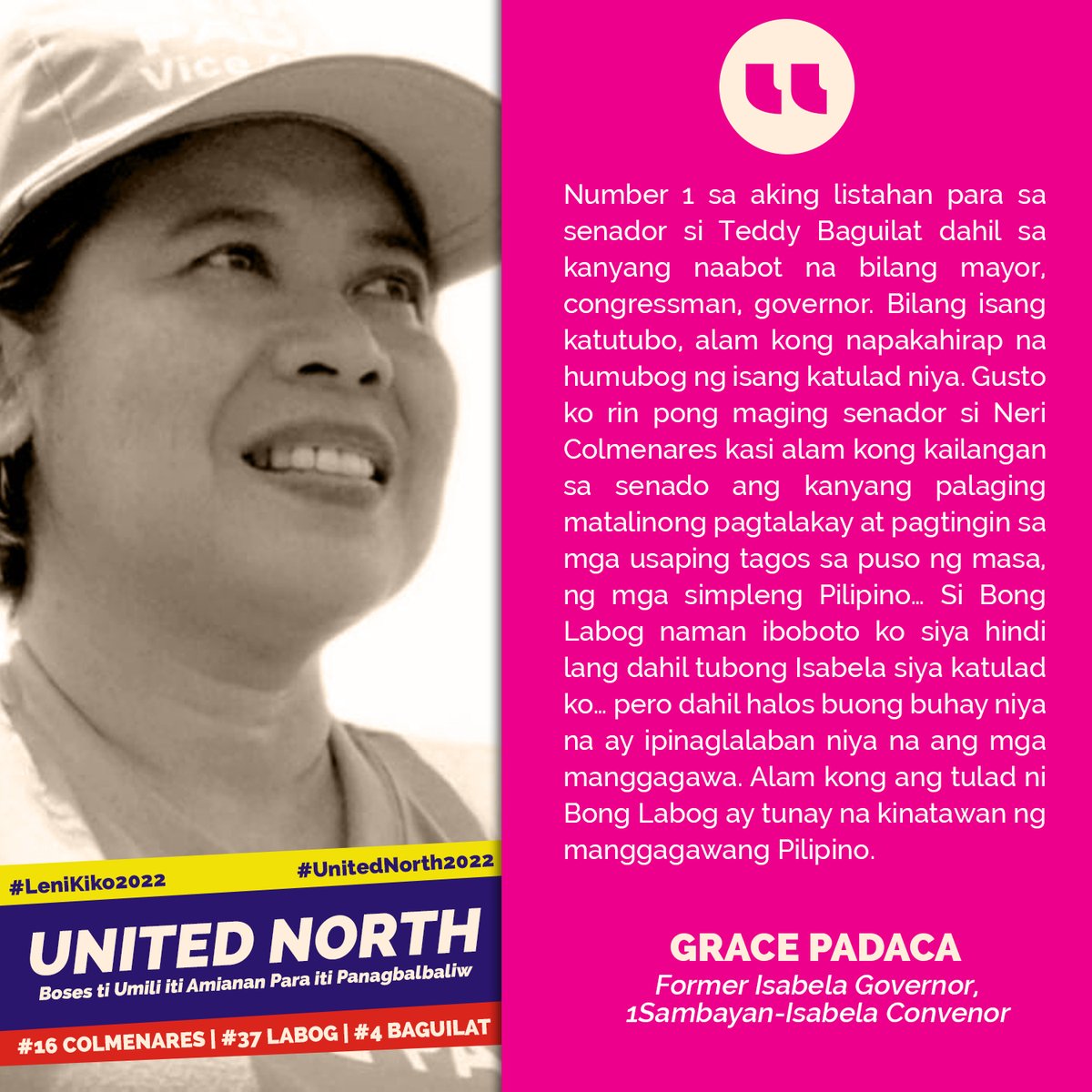 𝗨𝗡𝗜𝗧𝗘𝗗 𝗡𝗢𝗥𝗧𝗛 𝗠𝗘𝗡𝗦𝗔𝗛𝗘 𝗡𝗚 𝗦𝗨𝗣𝗢𝗥𝗧𝗔 𝗠𝗨𝗟𝗔 𝗜𝗦𝗔𝗕𝗘𝗟𝗔, 𝗜𝗟𝗢𝗖𝗢𝗦 𝗦𝗨𝗥, 𝗕𝗔𝗚𝗨𝗜𝗢,  𝗔𝗧 𝗦𝗘𝗞𝗧𝗢𝗥 𝗡𝗚 𝗞𝗔𝗕𝗔𝗧𝗔𝗔𝗡!

FB POST HERE: facebook.com/MakabayanKordi…

📍ISABELA| Grace Padaca (Former Isabela Governor, 1Sambayan-Isabela Convenor)