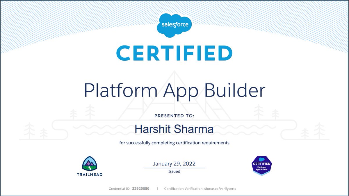 After a long wait finally, I am Salesforce Platform App Builder Certified 🥳

Thank you @iamshreysharma for sharing the valuable content on your website

#Salesforce #trailhead