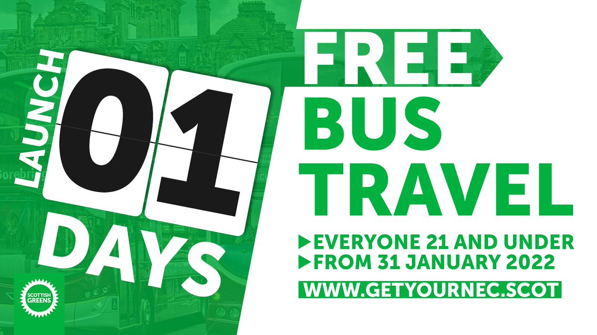 21 or under? From *tomorrow* you'll be entitled to free bus travel. 

Apply for your pass now: getyournec.scot 🚍