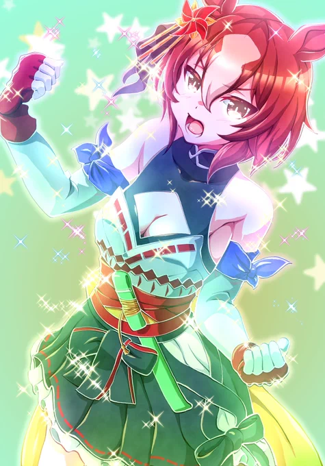 無敵状態のヤエノムテキ☆
#ウマ娘プリティーダービー #イラスト #ヤエノムテキ #サクラチヨノオー 