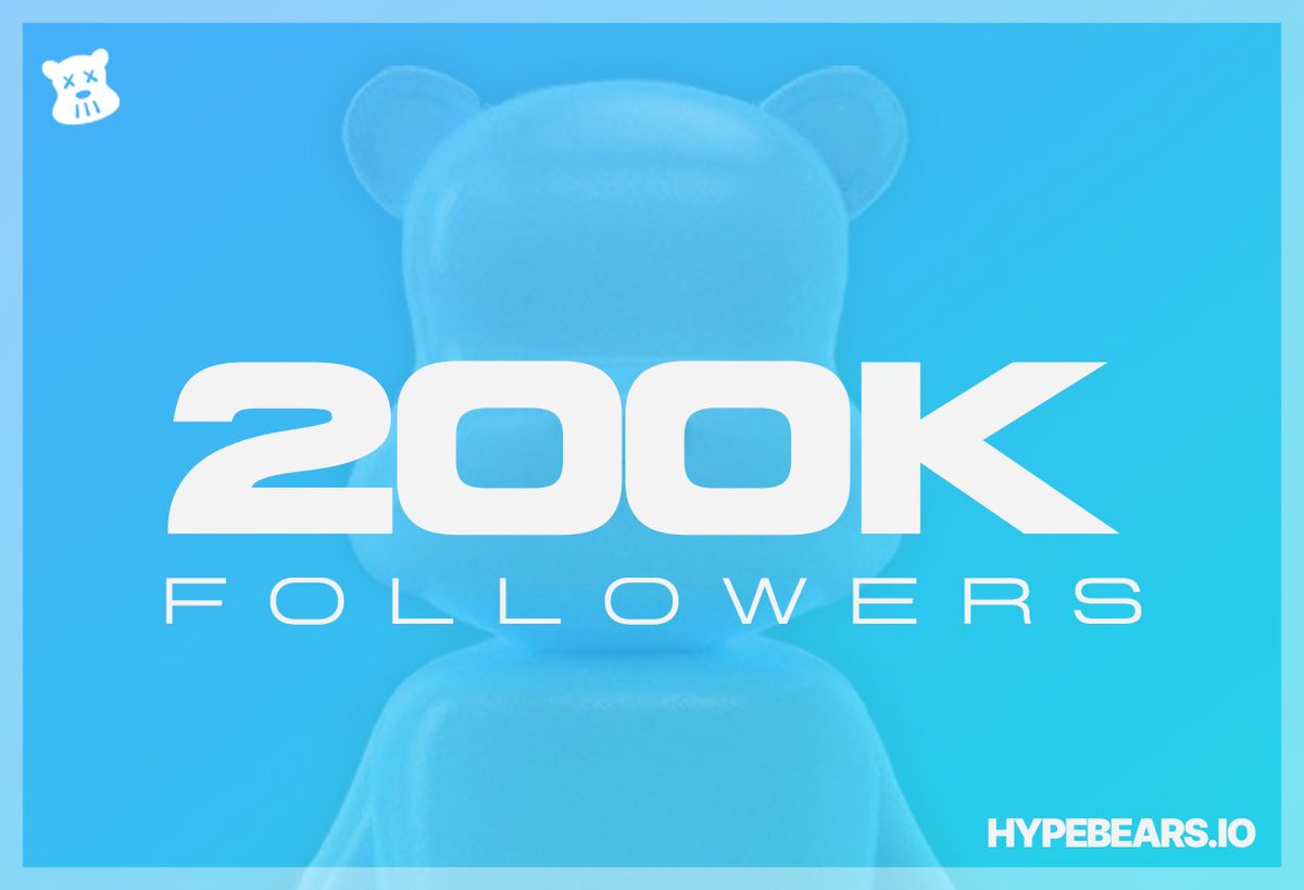 The last Twitter whitelist giveaway for #HypeBears! RT this post for a chance to win! Thank you for 200k Twitter, we love you ❤️