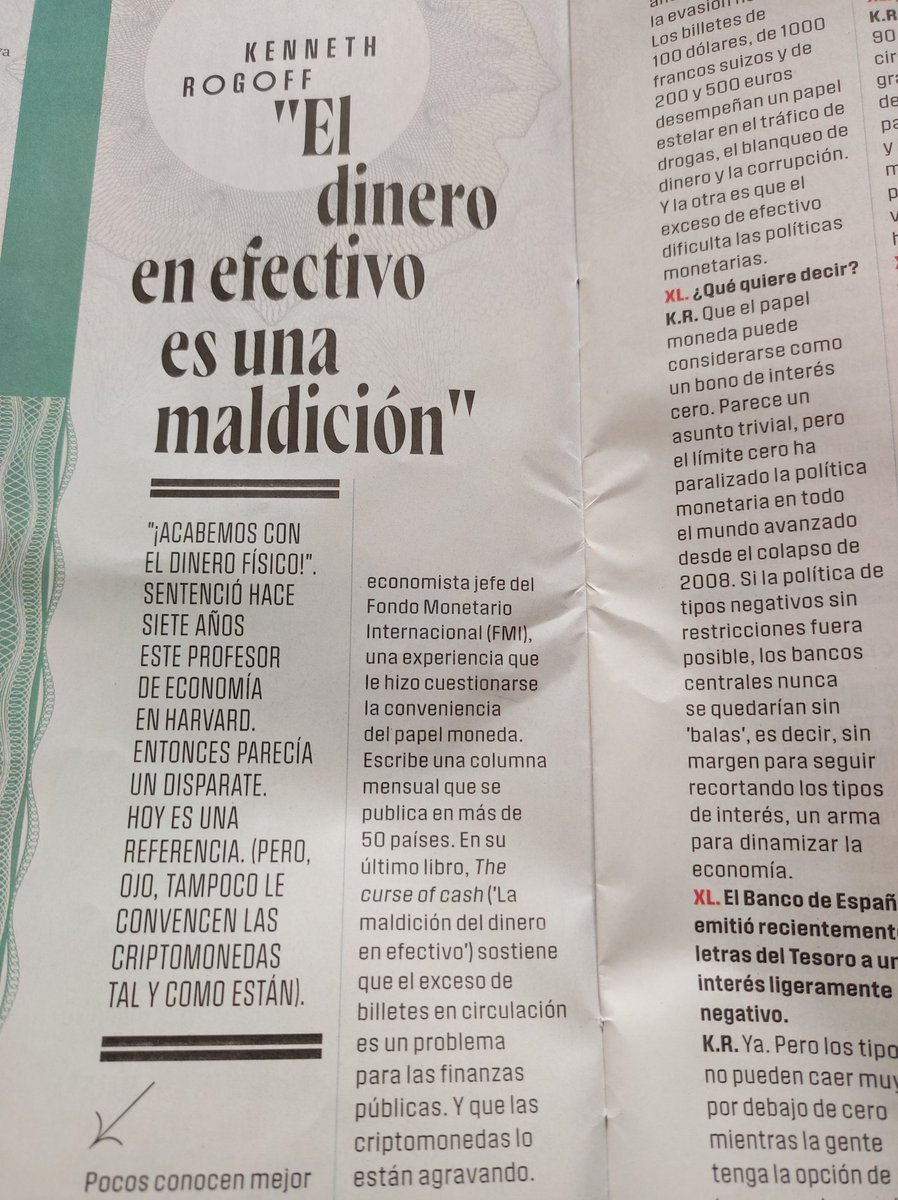 Cada vez más cerca de la desaparición del dinero en efectivo.   Interesante artículo hoy en XL Semanal.