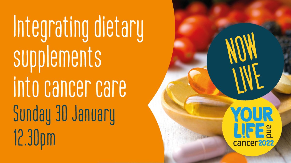 YourLife_cancer's tweet photo. Supplements can be a useful addition to #cancer treatment, however which have the most evidence and when/how can you use supplements safely? Find out more with Dr Heidi Kussmann & @KirstenChick1 LIVE NOW! https://t.co/3A79IpcQir #nutritionforcancer https://t.co/xma0JRDsQi