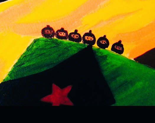 Powerfrombelow's tweet photo. artauctionforzapatistas: In solidarity with Zapatista communities from Turku and Oulu, cities of Finland:

We demand an end to the war against Nuevo San Gregorio.
We demand an end to the violence that is allowed and supported by the three levels of Mexican government. https://t.co/cXxsVlTLvE