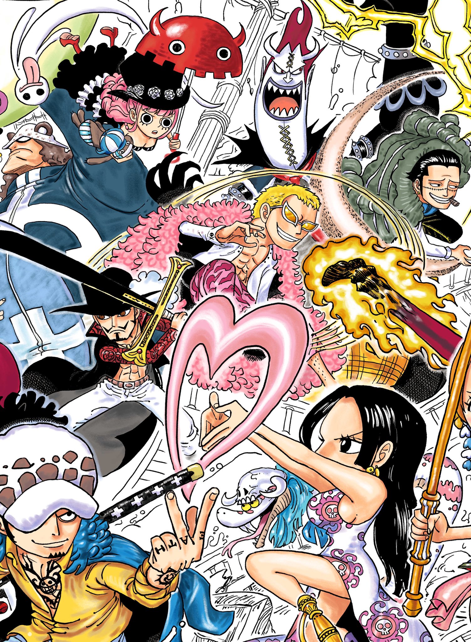 黒線あかまる ドフラミンゴ ミホーク モリア くま完成 せっかくなので周りの七武海も一緒に Onepiece ワンピース ドフラミンゴ ミホーク モリア くま 大海賊百景 T Co Zu6ggzor87 Twitter