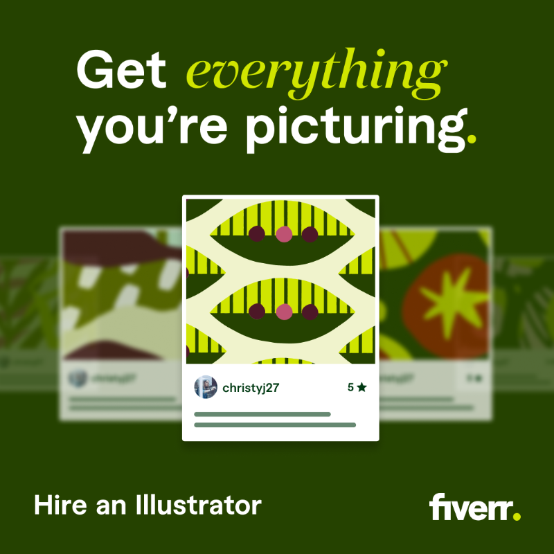 fiverr's tweet photo. Browsing for an Illustration is nice, but getting your own unique design? Oh, that doesn’t even compare!