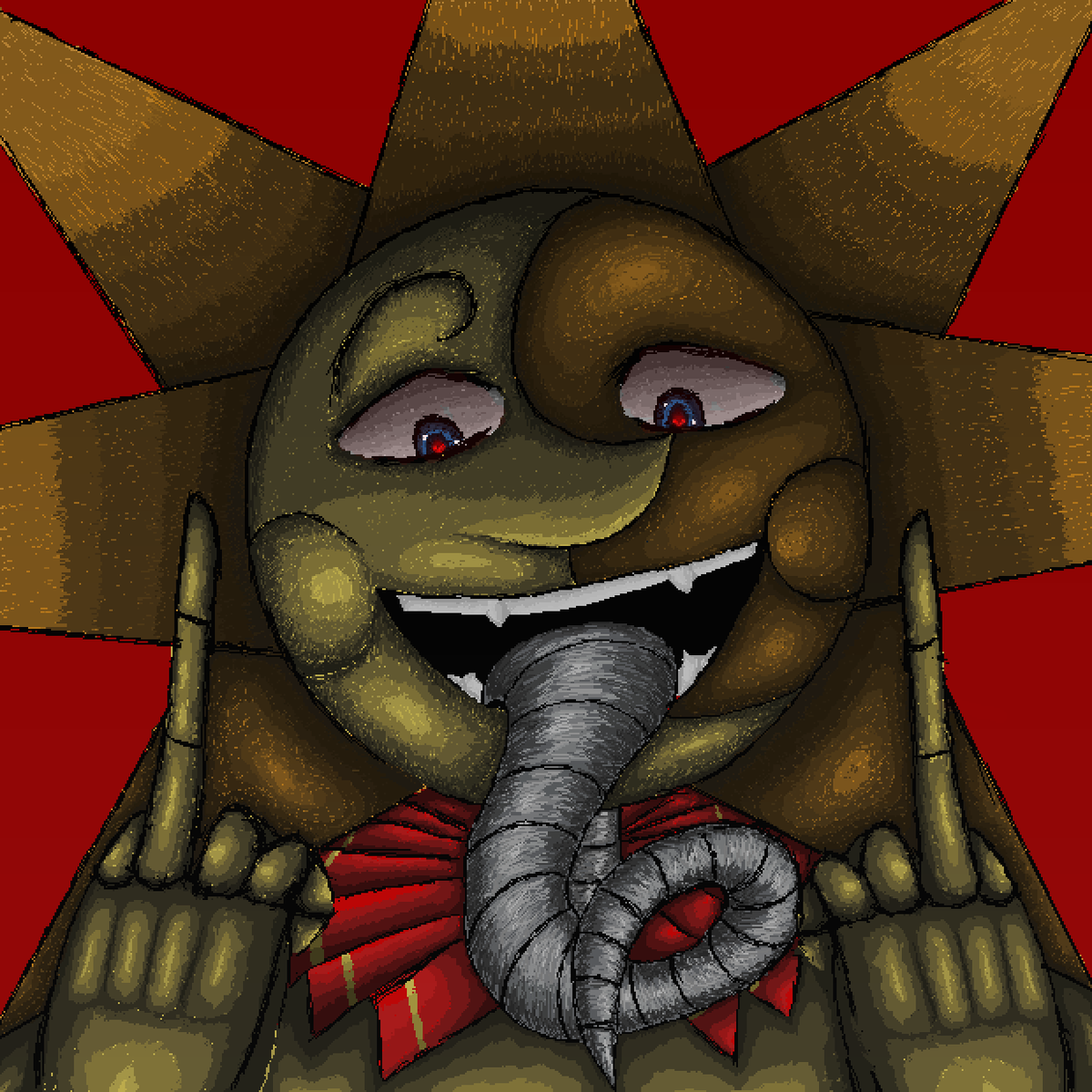 LaazyDumpling's tweet photo. Солнце стал яндере
#fnafsecuritybreach #FNAF9 #sundrop #sunnydrop #art #pixelart #fnafsb #fnafsundrop https://t.co/m8MSeQGtcJ