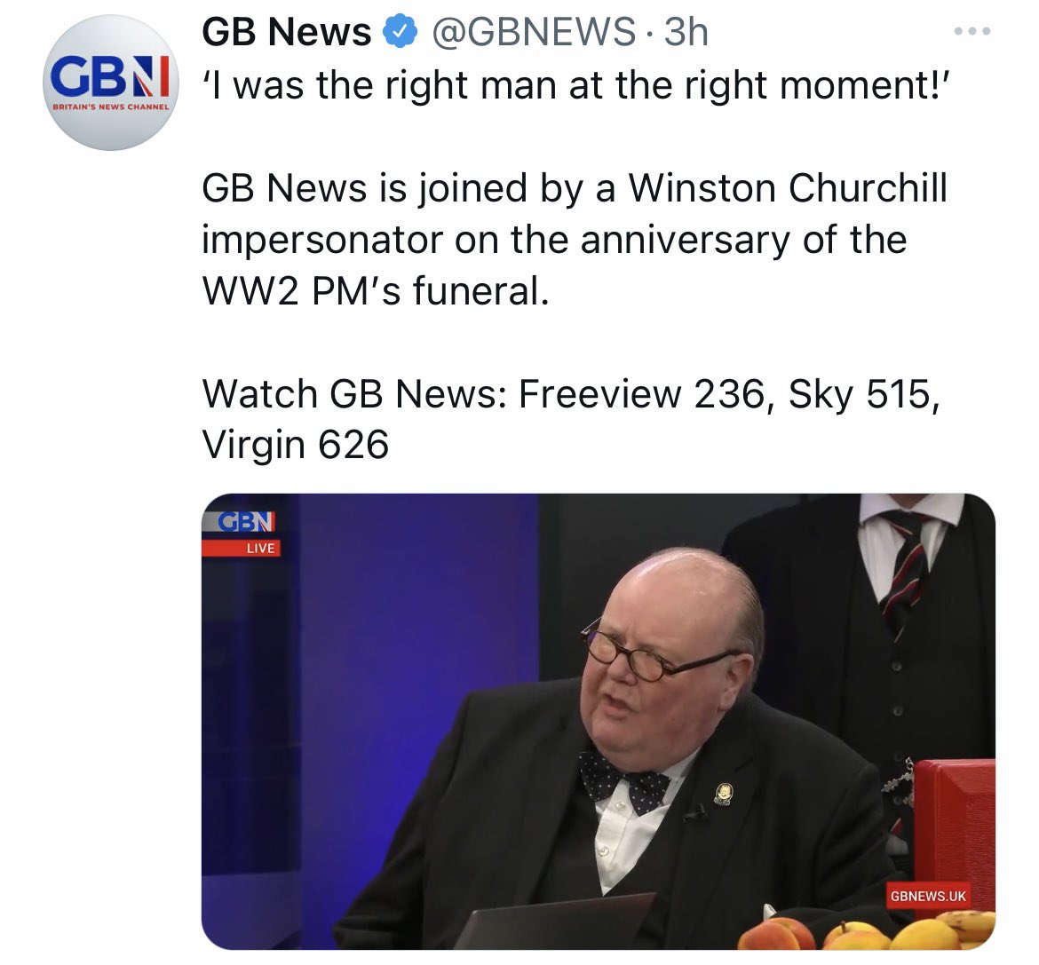 It would be so easy to celebrate the 57th anniversary of Winston Churchill’s funeral in a tacky way. Pure class from GB News.