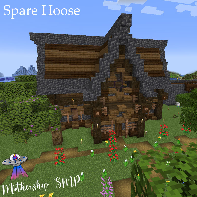 un1c0rntv's tweet photo. There are all kinds of builds on the Mothership SMP. I got this design from grab craft attempting to improve my roofing abilities. Thoughts on the block combos? #communityserver #mothershipsmp #minecraft #whitelist #builder #hoose #scottish #deepslate #spruce #darkoak #beamup https://t.co/AW9i6an0wc