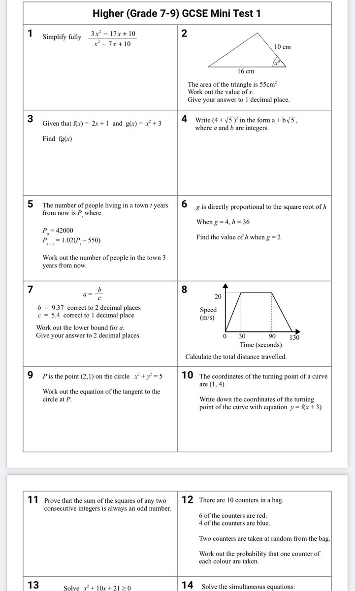 Maths people, if you haven’t seen these mini tests on Maths genie, definitely worth a look. 20 questions. Identifies gaps in student knowledge. Foundation, Foundation at 5, grades 4-6 and 7-9. 💪mathsgenie.co.uk/targettests.ht…
@mathsgenie #edutwitter #mathschat