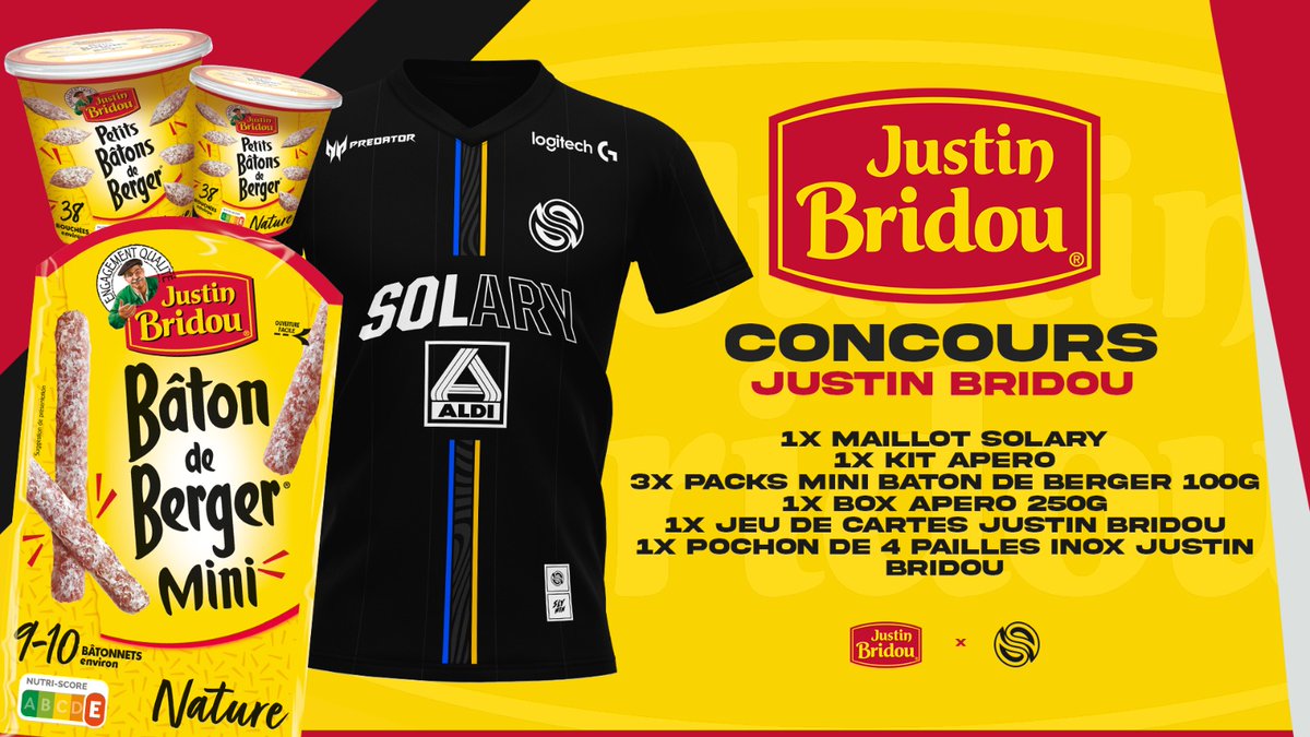 À l'occasion du renouvellement de notre partenariat et du DAY3 des RLCS, on vous fait gagner un pack Solary x <a href="/JustinBridou/">Justin Bridou</a> 🎁

Pour participer :
🔸RT ce tweet 
🔹Follow <a href="/SolaryTV/">Solary</a> &amp; <a href="/JustinBridou/">Justin Bridou</a> !