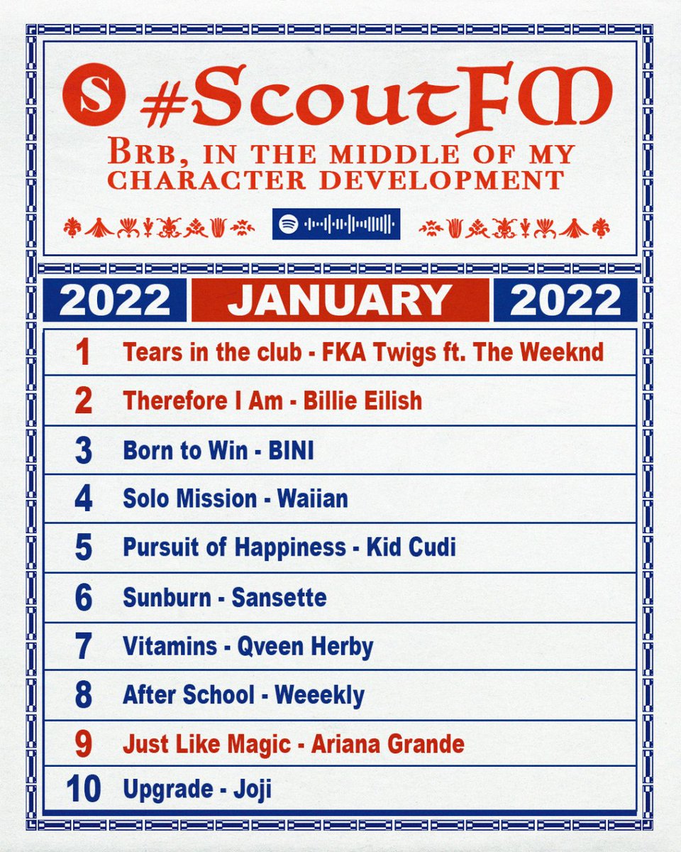 scoutmagph's tweet photo. While the “New Year, New Me” agenda isn’t as linear as we wish it would be, our personal rebranding could start with a playlist. In our first #ScoutFM, the Scout team—together with you—picked some songs for that mood✨
Listen here: https://t.co/Qz5ycwW8I5
🎨: Yel Sayo https://t.co/5sK0IdzNUp