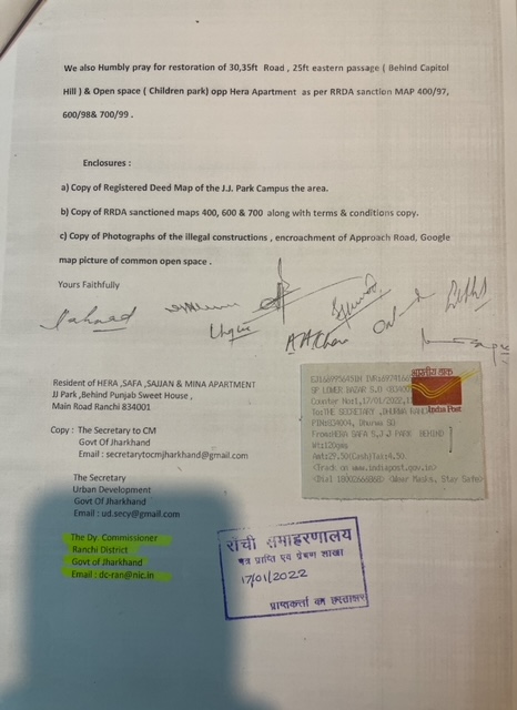 ResidentsJj's tweet photo. Sir,
We residents of J.J. Park,MAIN ROAD request you to look into the below matter on urgent basis as some individuals are illegally ENCROACHING the Residential Lane of our Society, KINDLY HELP!!!!!! @DC_Ranchi @rmccommissioner @JharkhandCMO @JharkhandDMA https://t.co/gjctLiiaFb