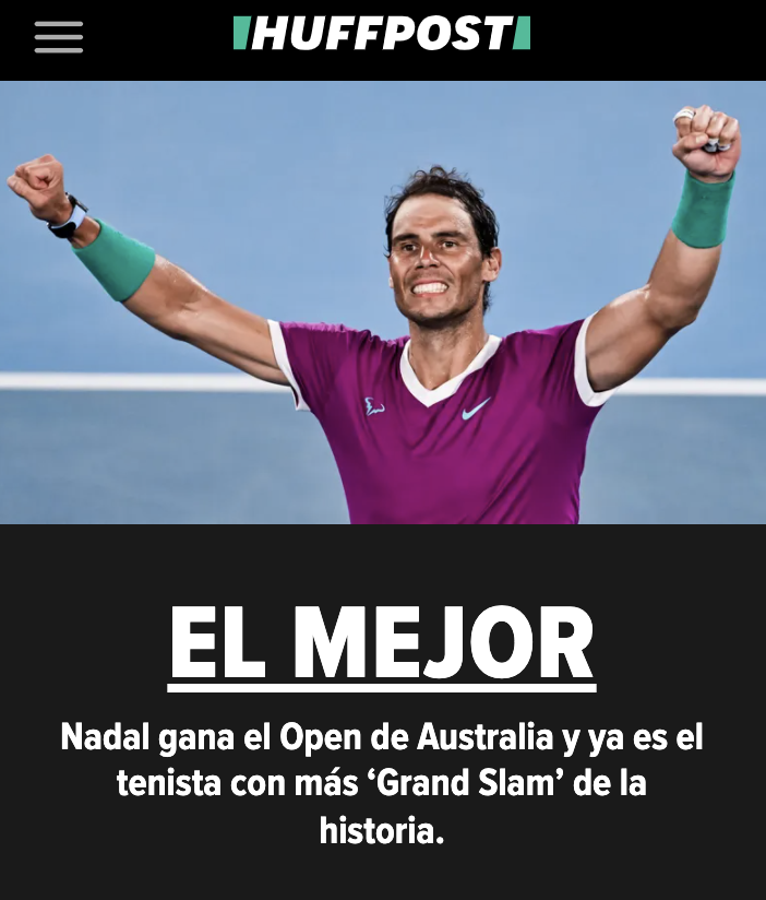 ElHuffPost's tweet photo. Rafa Nadal, el mejor tenista de la historia
https://t.co/HzU3jZ26fd
#VamosRafa #AusOpen https://t.co/2a8wAWO2ua