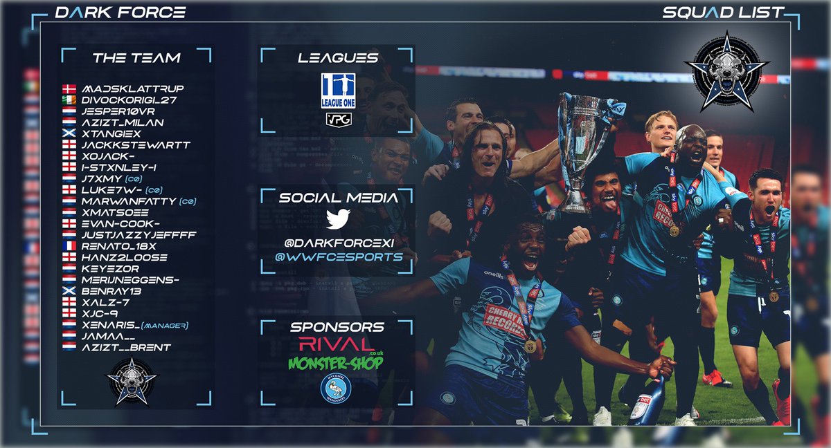 🐺🌌 #DFxLegatum 

𝐓𝐡𝐞 𝐝𝐚𝐫𝐤𝐧𝐞𝐬𝐬 𝐝𝐞𝐜𝐥𝐚𝐫𝐞𝐬 𝐭𝐡𝐞 𝐠𝐥𝐨𝐫𝐲 𝐨𝐟 𝐥𝐢𝐠𝐡𝐭 ✨ 
🎮 Dark Force &amp; @wwfcesports are ready for <a href="/OfficialVPG/">Virtual Pro Gaming</a> PS5 Season 2!
Introducing to you: our official squad list 🤩‼️

🎨 - @LegatumGaming