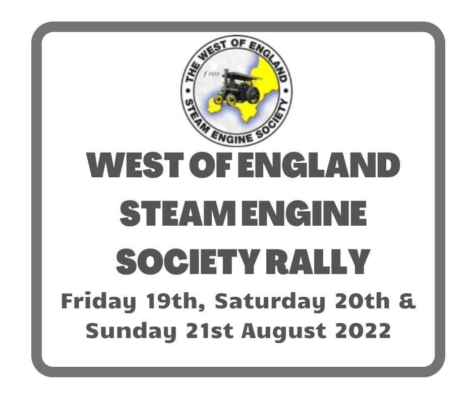 We are pleased to confirm that the West of England Steam Engine Society will be holding our annual event at the Stithians Showground on 19th, 20th and 21st August 2022. 

During mid February we will be uploading our entry form to our Facebook page.