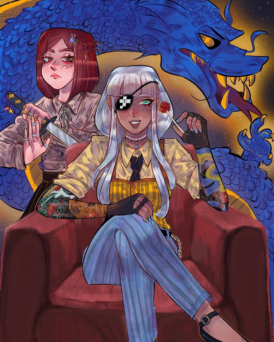 liyah_jpg's tweet image. here’s my lovely piece for the @jumbled_a zine! Ultimate Yakuza Angie &amp;lt;3 #danganronpa