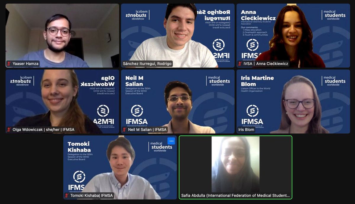 ACieckiewicz's tweet photo. It was an honour to participate in the #EB150 with these inspiring young leaders!

Thank you @IFMSA for always inviting @IVSA_GLOBAL to be part of your delegation and allowing us, Youth to look at Global Health from so many different perspectives! #OneHealth #Youth4Health https://t.co/IkmgxHY9iW