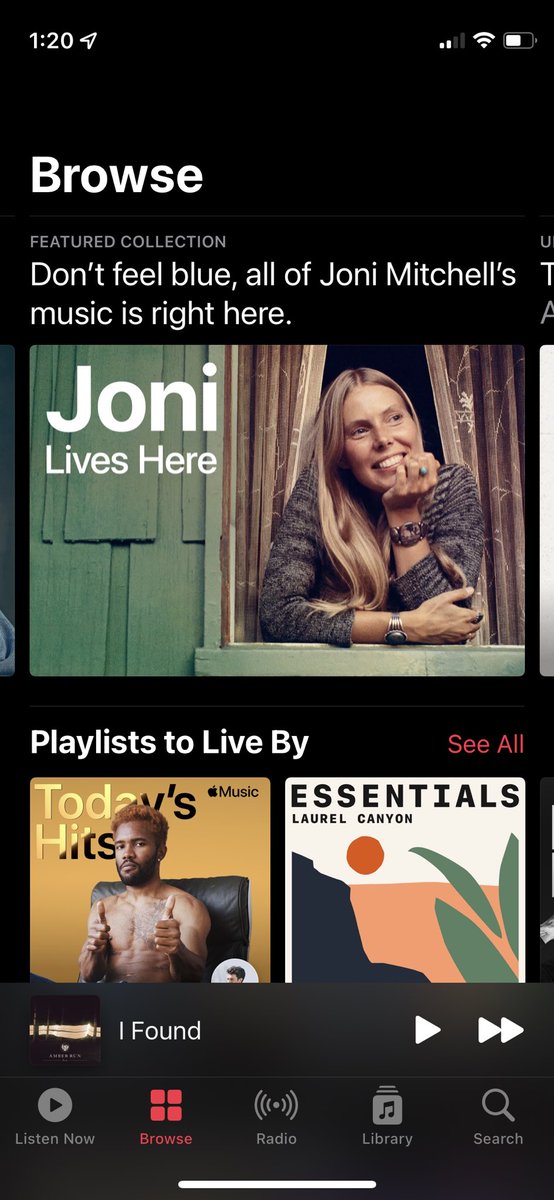 ryanjagray's tweet photo. Apple promotes Neil and Joni at the top of Apple Music browse tab 🔥 https://t.co/KHlqAyxMJ9