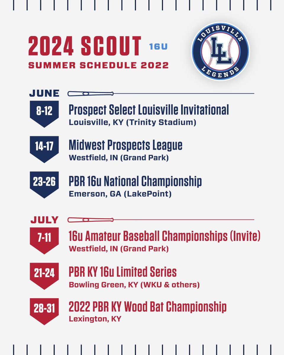 Our schedule for this summer!  Can’t wait!