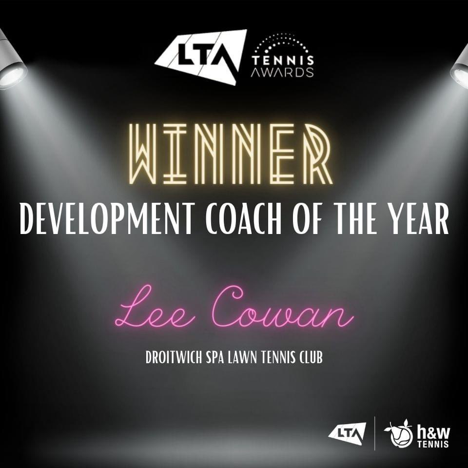 Huge congratulations to our head tennis coach <a href="/leecowan21/">Lee Cowan</a> for winning <a href="/handwtennis/">handwtennis</a> development coach of the year 🤗🤩🎾 <a href="/DroitAdvertiser/">Droitwich Advertiser</a> <a href="/DroitStand/">Droitwich Standard</a> <a href="/cityoftennis/">CityOfTennis</a> <a href="/the_LTA/">LTA</a> #proudclub